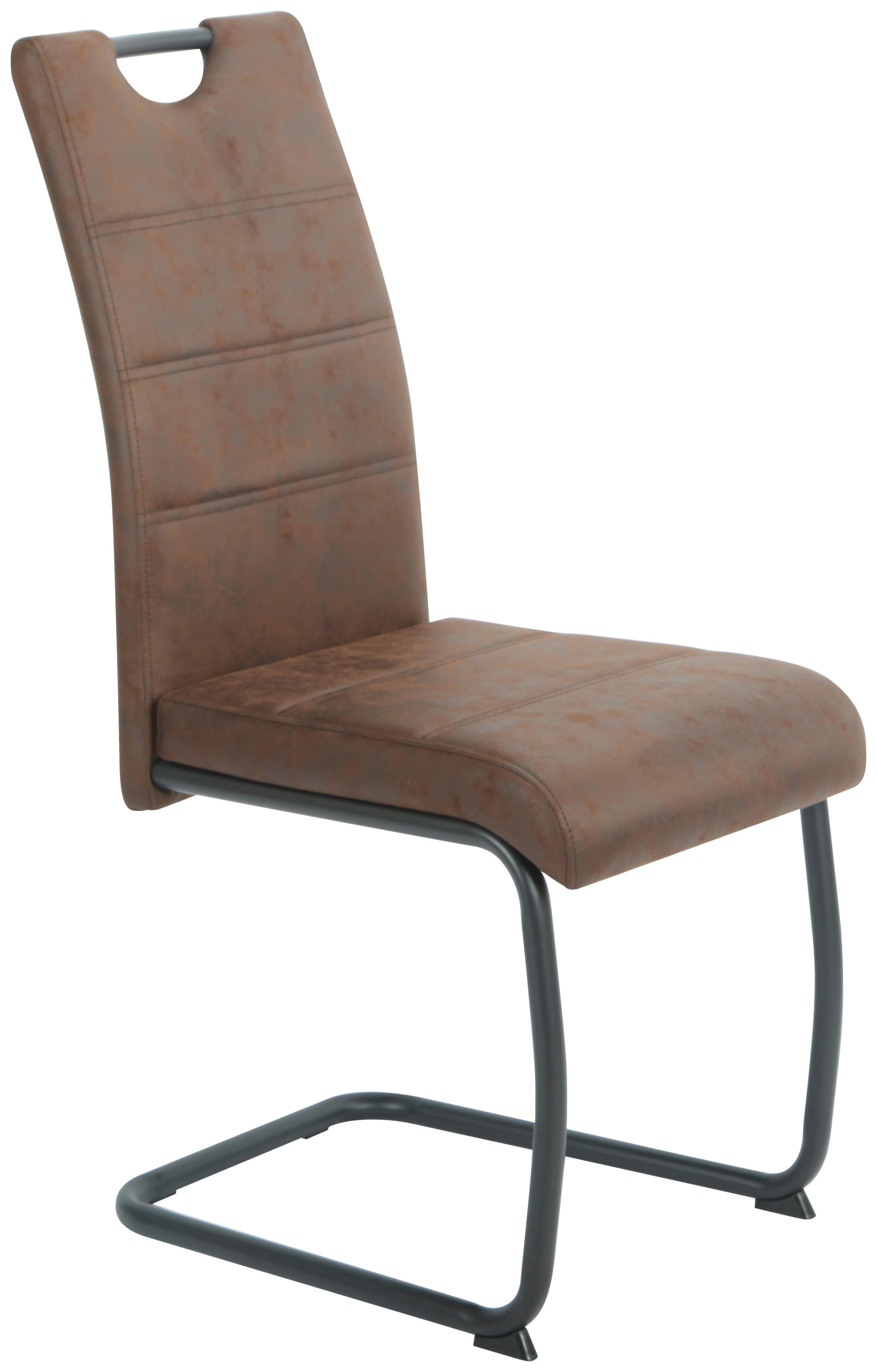 Stuhl Sabrina Microfaser Braun, B: 43 cm - Schwarz/Braun, KONVENTIONELL, Textil/Metall (43/99/61cm)