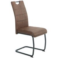Stuhl Sabrina Microfaser Braun, B: 43 cm - Schwarz/Braun, KONVENTIONELL, Textil/Metall (43/99/61cm)