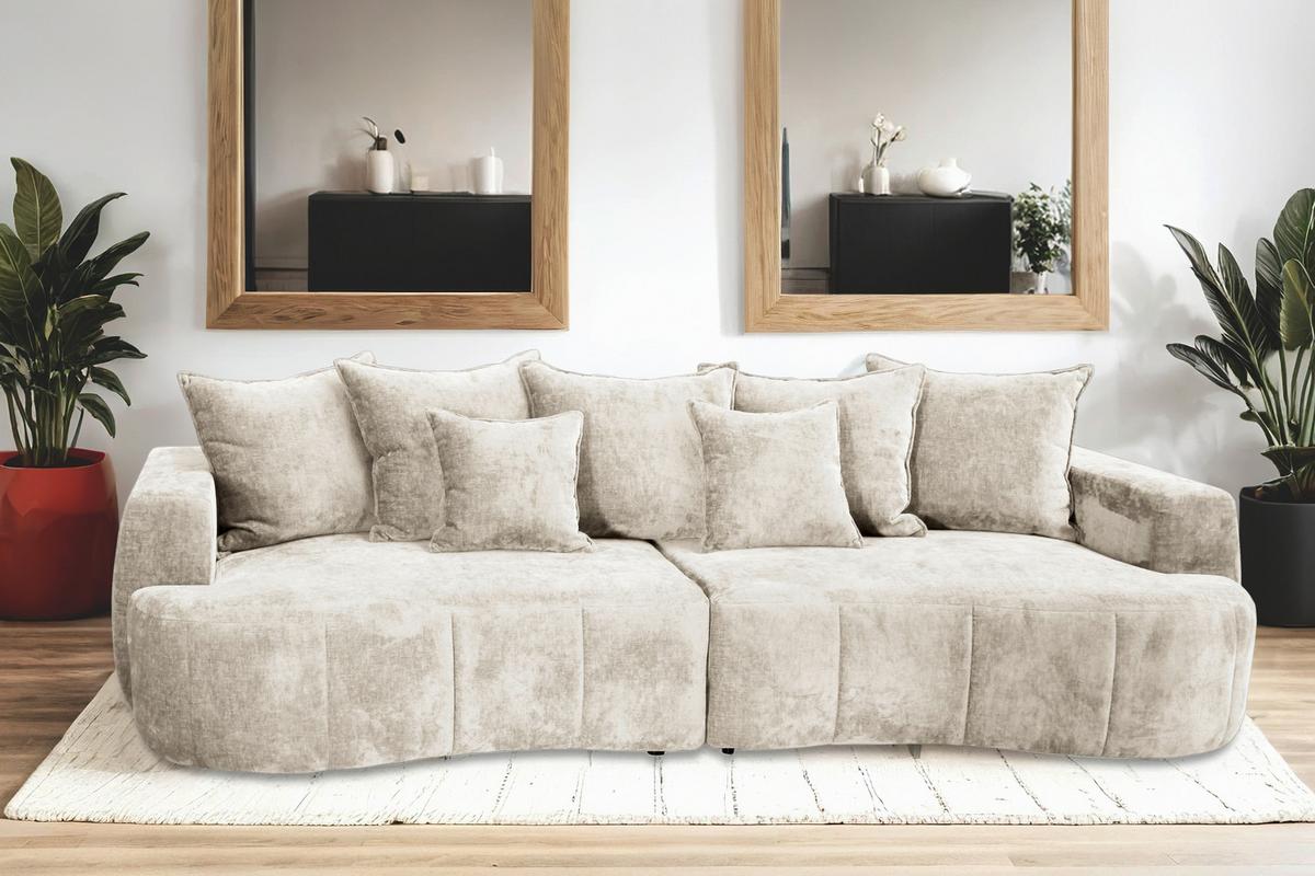 Boxspringsofa Berg - Beige/Schwarz, Trend, Textil (292/71-99/127cm) - Livetastic