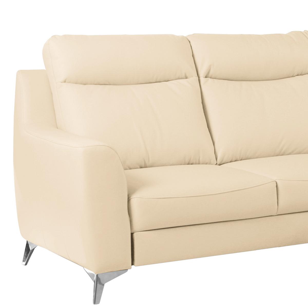 Ecksofa Gio Beige S: 236x168 Cm - Chromfarben/Beige, Design, Leder/Textil (236/168cm) - Livetastic