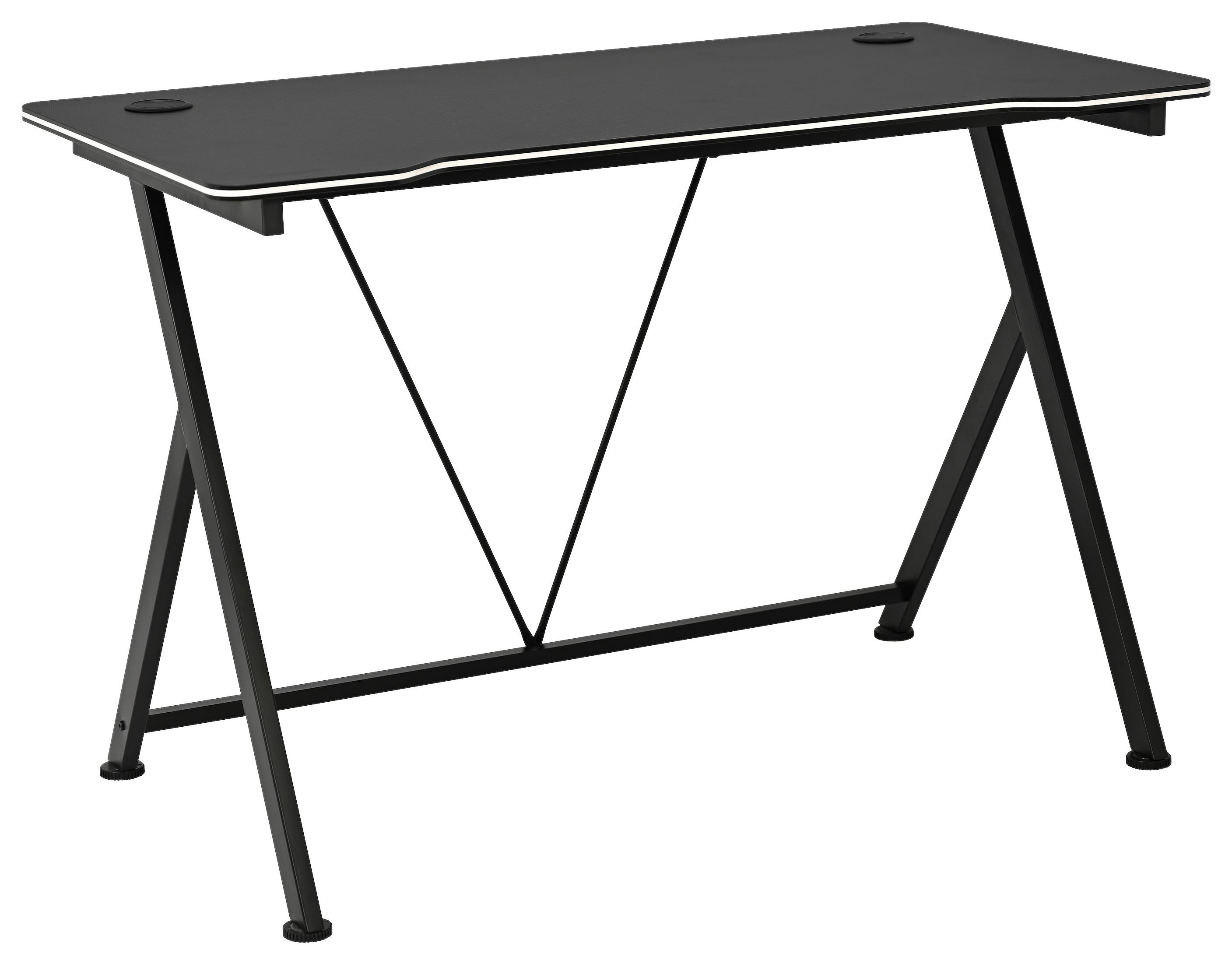 Gamingtisch Paul Schwarz B: 110 cm - Schwarz/Weiß, Trend, Holzwerkstoff/Metall (110/75/60cm)