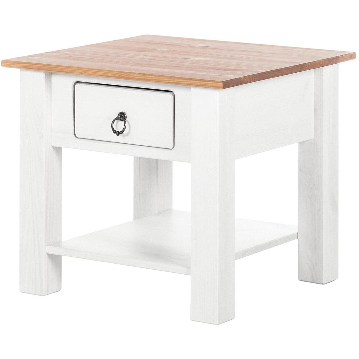Couchtisch Ines Mit Ablagefach Weiß/honig - Weiß/Honig, Design, Holz (50/45/50cm) - MID.YOU