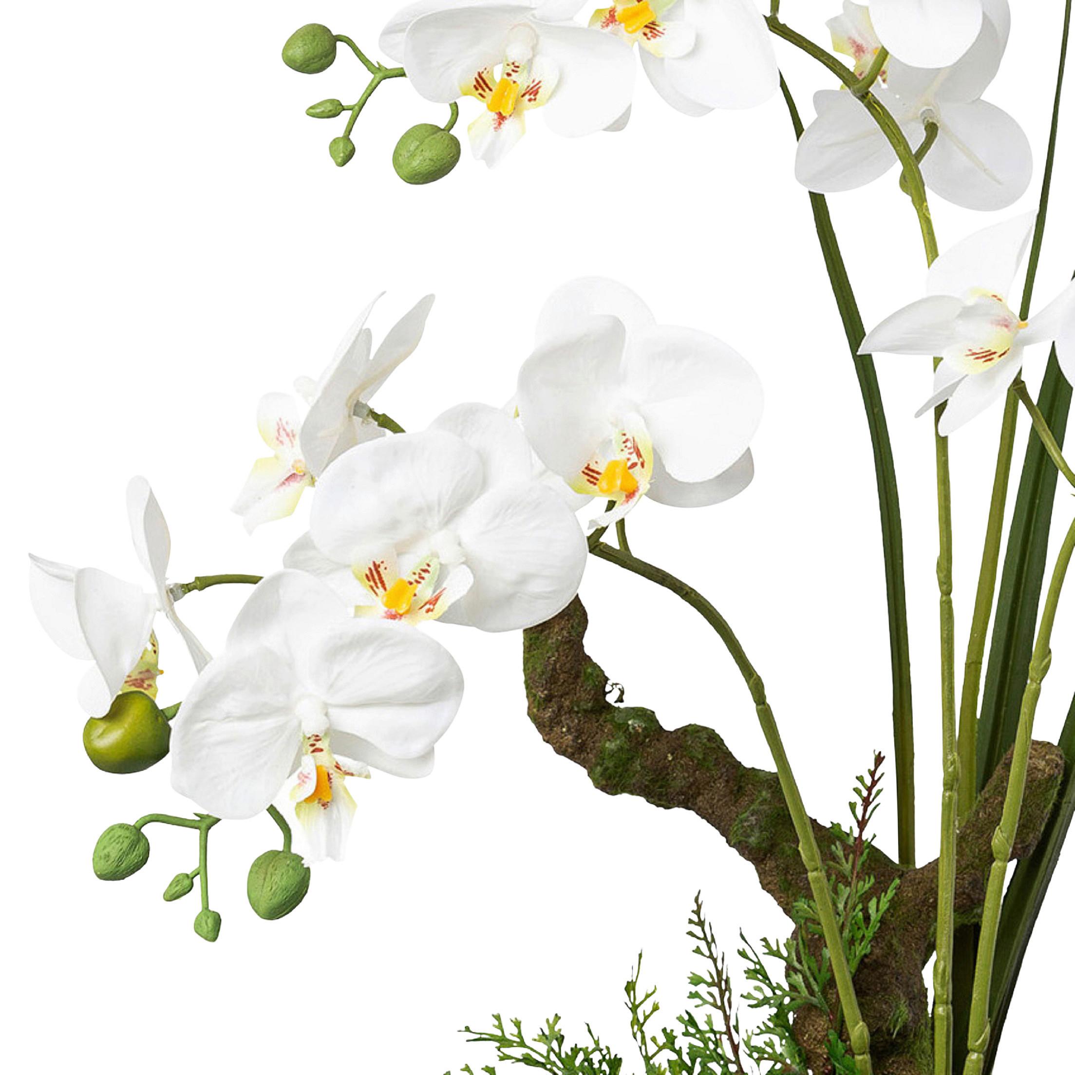 Kunstpflanze Orchideen Weiß, Topf: Weiß, H: 46 cm - Weiß/Grün, Design, Keramik/Kunststoff (46cm) - P & B