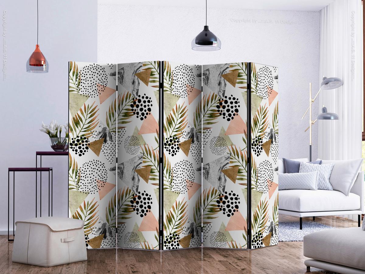Paravent Weiß Beige B: 225 Cm - Beige/Weiß, Basics, Holz/Textil (225/172/3cm) - artgeist
