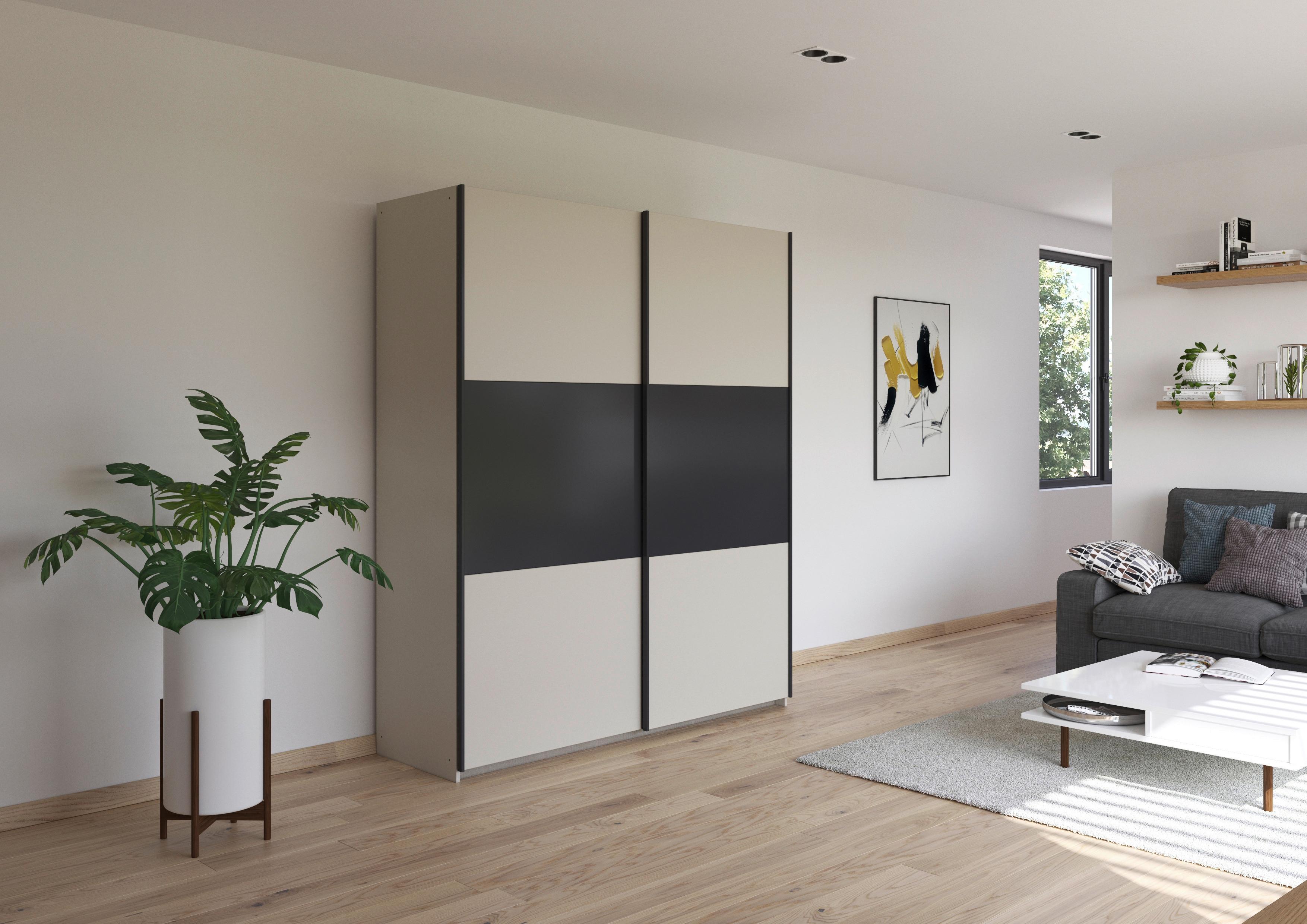 Schwebetürenschrank Neo Grau Champagner B: 175 cm - Champagner/Grau, MODERN, Holzwerkstoff (175/210/59cm) - Rauch Möbel