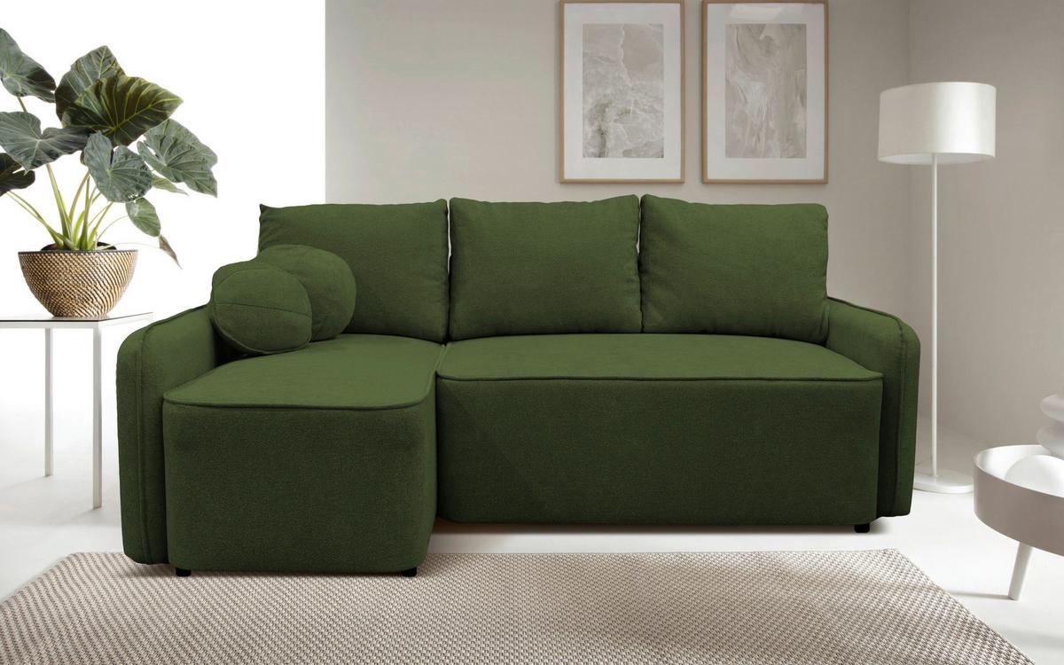 Ecksofa Fancy Grün 143x209 cm - Schwarz/Grün, Design, Textil (143/209cm) - MID.YOU