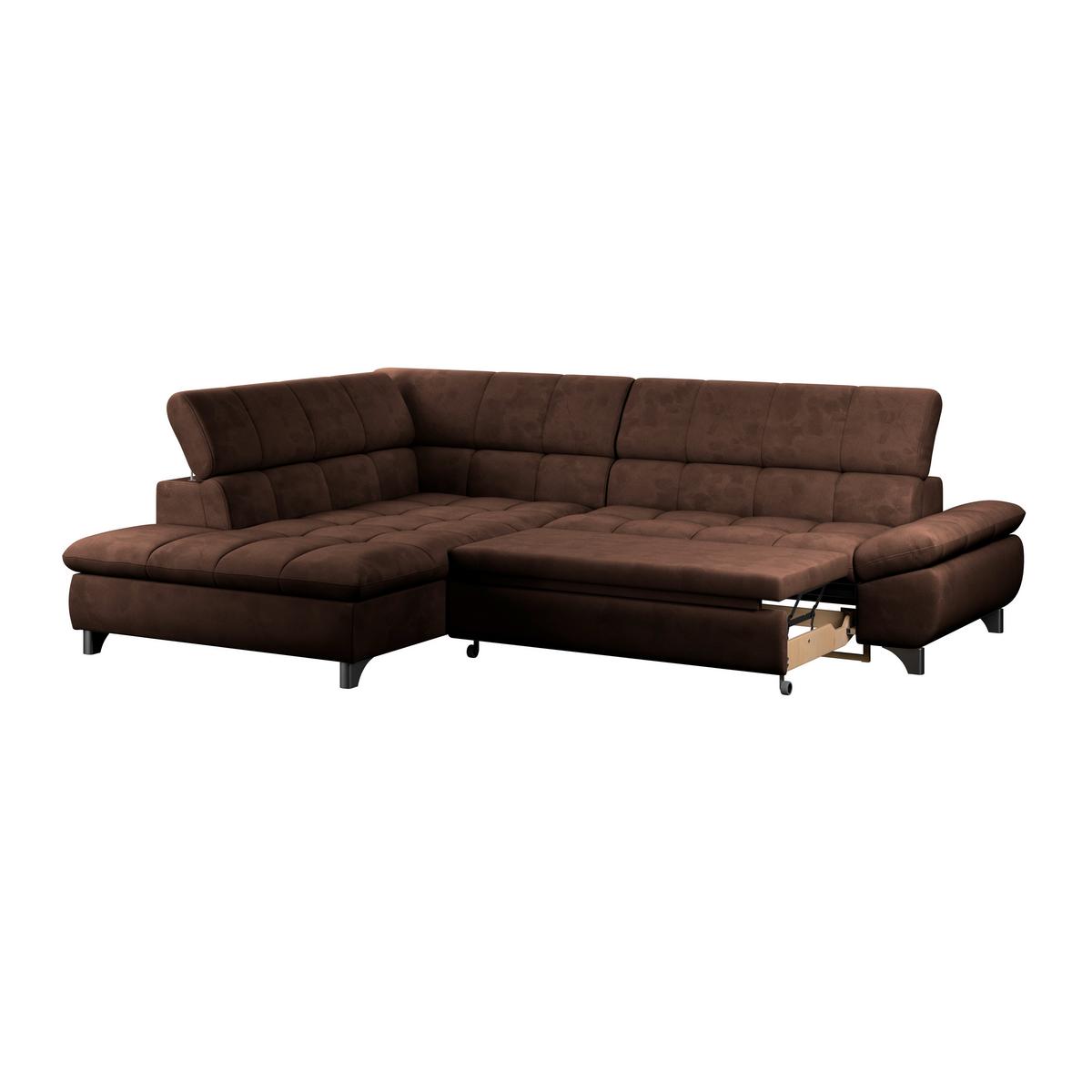 Eckbank Gemini Braun, B: 234cm - Chromfarben/Braun, KONVENTIONELL, Textil (234/312cm)