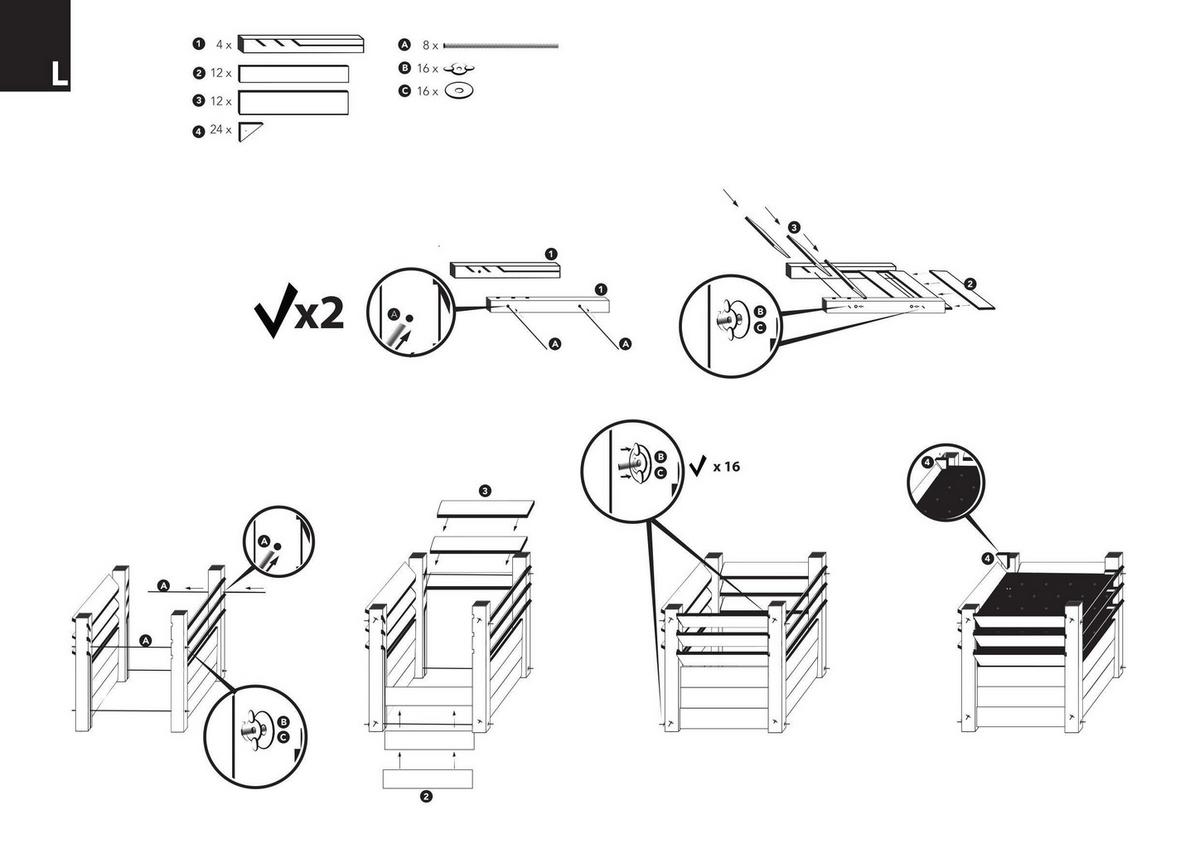 Hochbeet Echtholz Lärche 90x73x65 cm Lärchefarben - Lärchefarben, Basics, Holz (90/73/65cm)