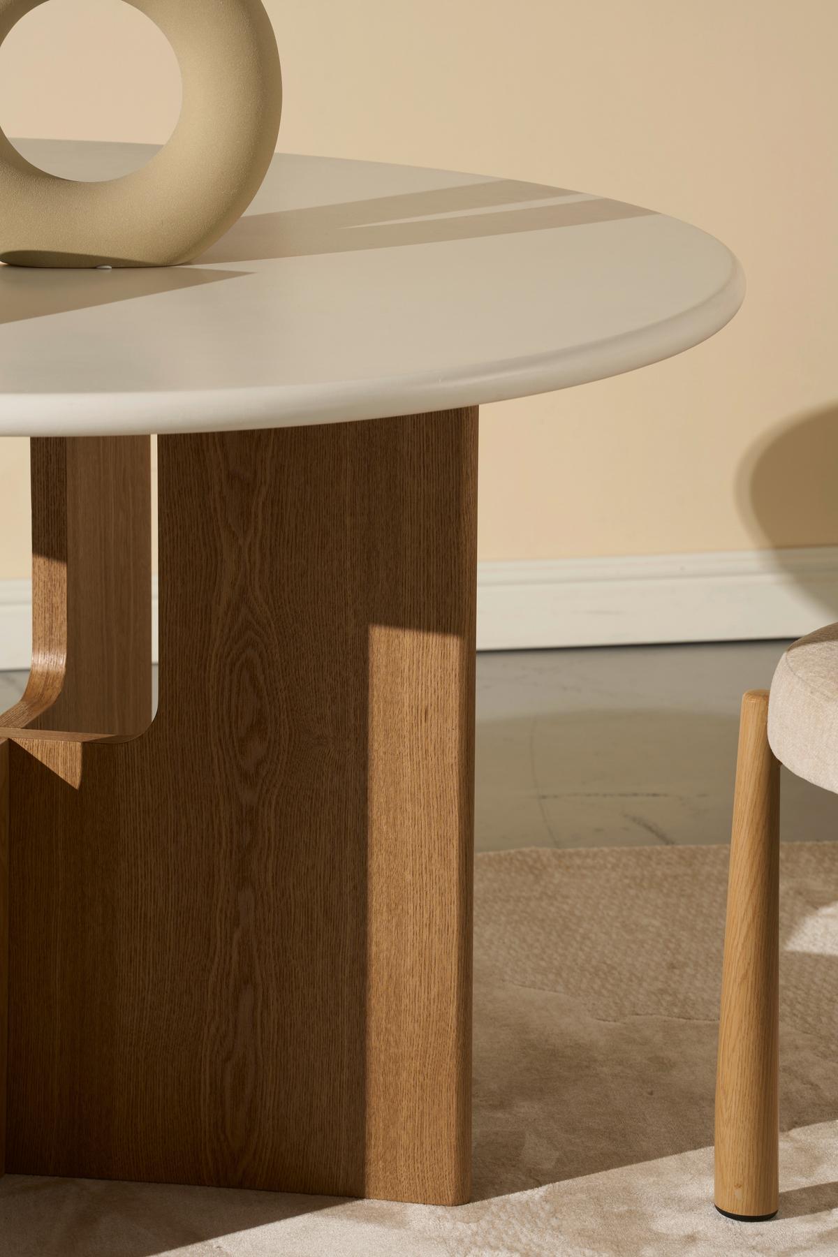 Esstisch Levi Weiß/Eichefarben D: 120 cm - Eichefarben/Weiß, MODERN, Holz/Wellpappe (120/120/75cm) - Livetastic