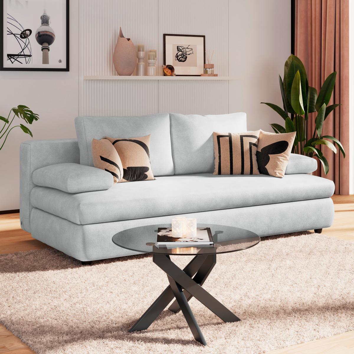 Schlafsofa Oslo Silberfarben, Lf: 200x140 cm - Silberfarben, Trend, Holz/Kunststoff (205/72/100cm)