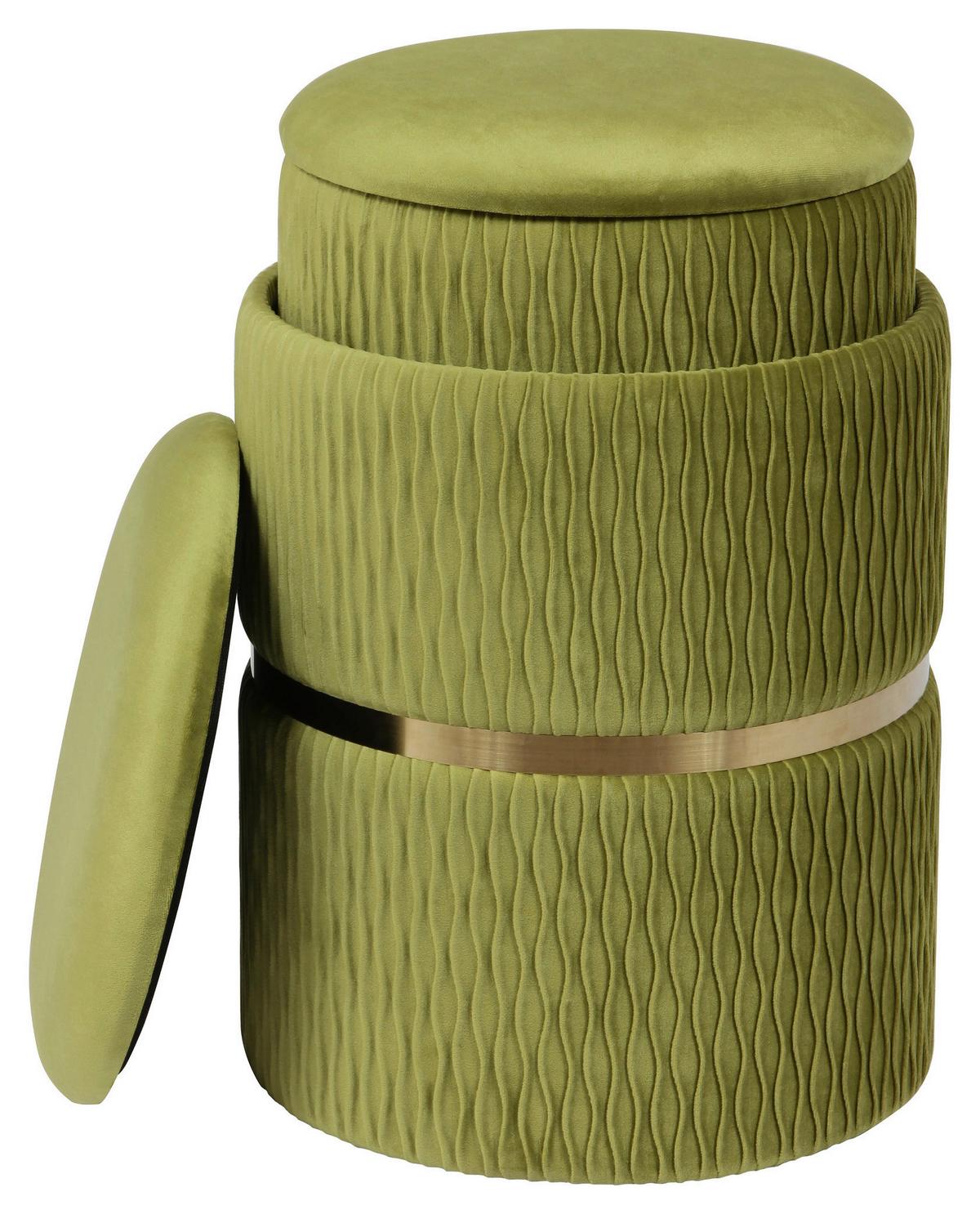 Hockerset Milas 100 2-teilig Grün D: 36/31,5 Cm - Goldfarben/Grün, KONVENTIONELL, Textil/Metall (31,5+36cm) - Kayoom