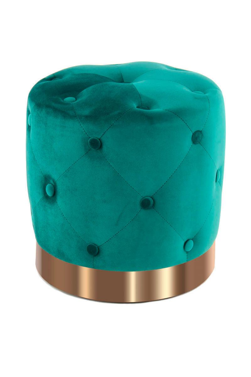 Hocker Pouf Samt Grün/Goldfarben H: 40 cm