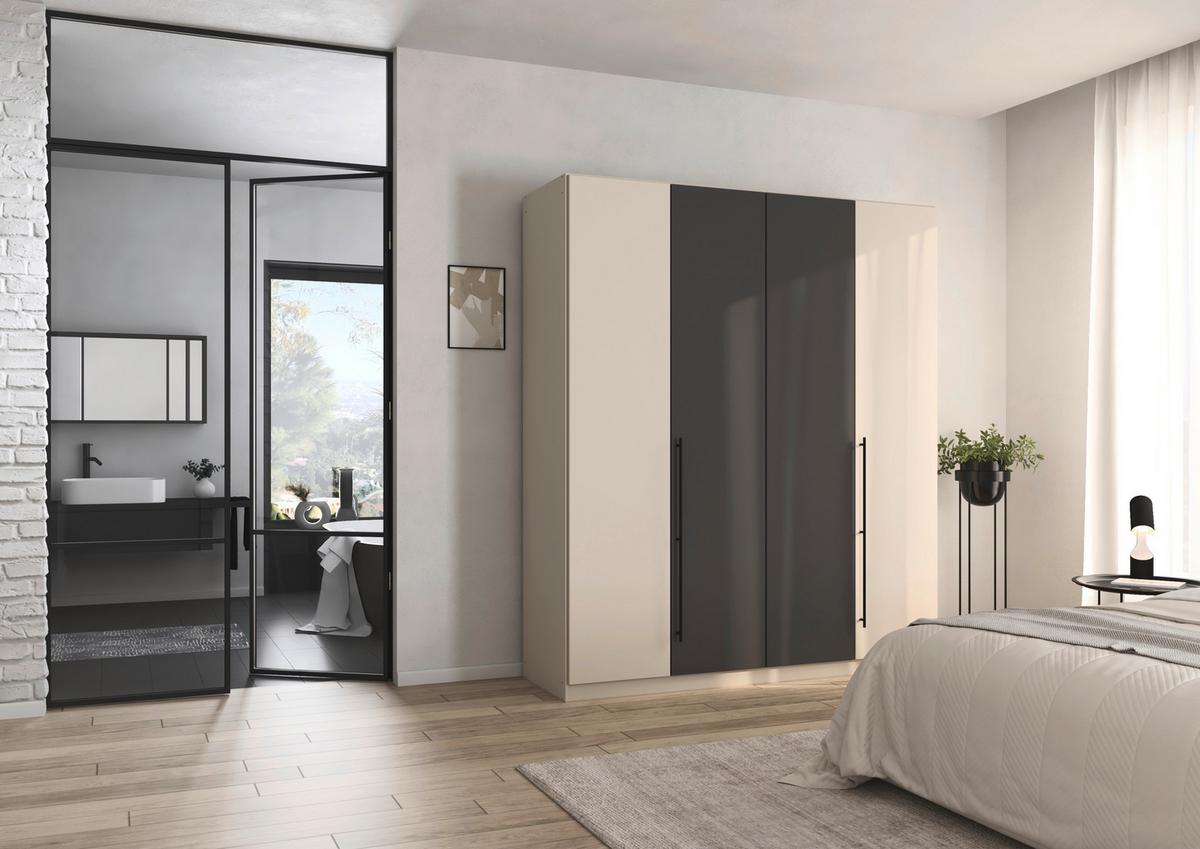 Kleiderschrank Safari B: 181 cm - Champagner/Grau, KONVENTIONELL, Holzwerkstoff (181/210/54cm)