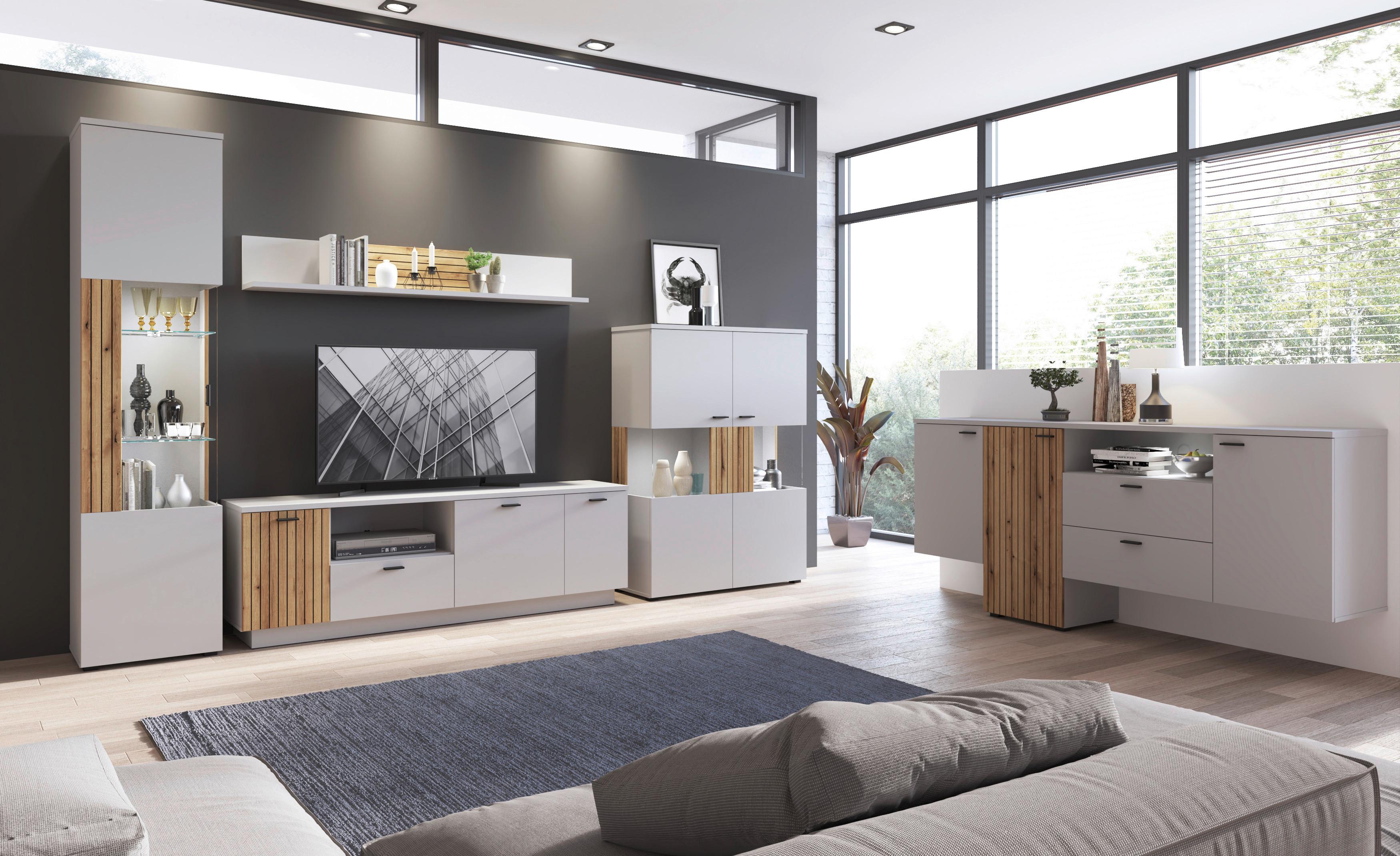 Tv-elem Alverno - tölgyfa színű/kőris, Modern, faalapú anyag (145/59/40cm)
