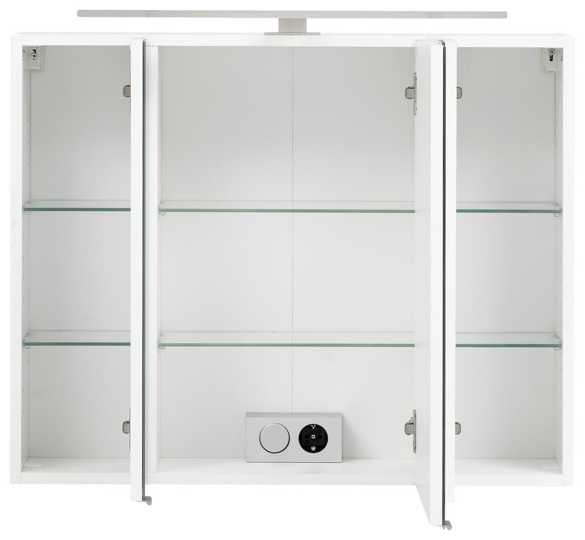 Badmöbel-set 3-tlg. Inkl. Led Stockholm 80cm Weiß - Weiß, KONVENTIONELL, Holzwerkstoff (80cm) - Held