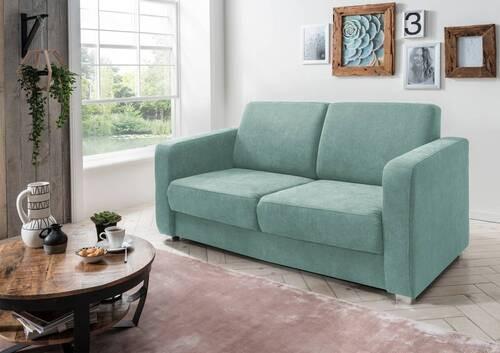 2-Sitzer-Sofa mit Schlaffunkt. Mia Hellgrün - Chromfarben/Mintgrün, Basics, Textil (159/88/87cm) - Livetastic