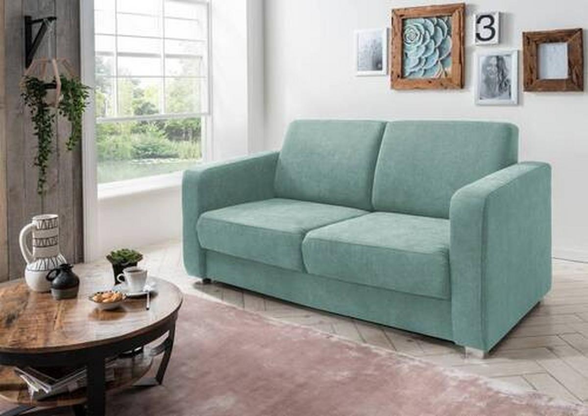 2-sitzer-sofa Mit Schlaffunkt. Mia Hellgrün - Chromfarben/Mintgrün, Basics, Textil (159/88/87cm) - Livetastic
