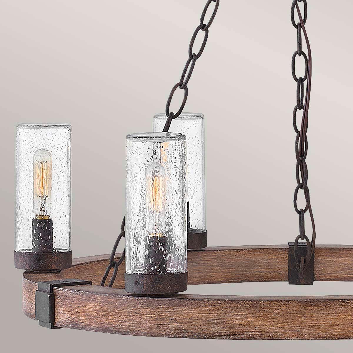 Csillár Hk-Sawyer6-Sq - fekete/vad tölgy, Konventionell, üveg/fém (59,1/61cm) - Elstead Lighting