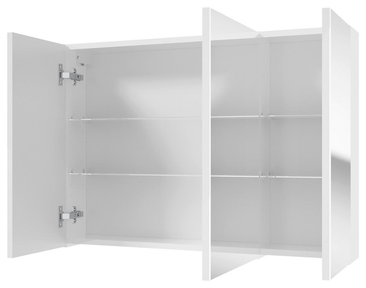 Spiegelschrank Locca 3 Türen, BxHxT: 85x60x15 cm Weiß - Weiß, Basics, Glas/Holzwerkstoff (85/60/15cm) - MID.YOU