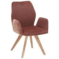 Armlehnenstuhl Royan Orange/eichefarben Gepolstert - Eichefarben/Orange, KONVENTIONELL, Holz/Textil (55/86/63cm)