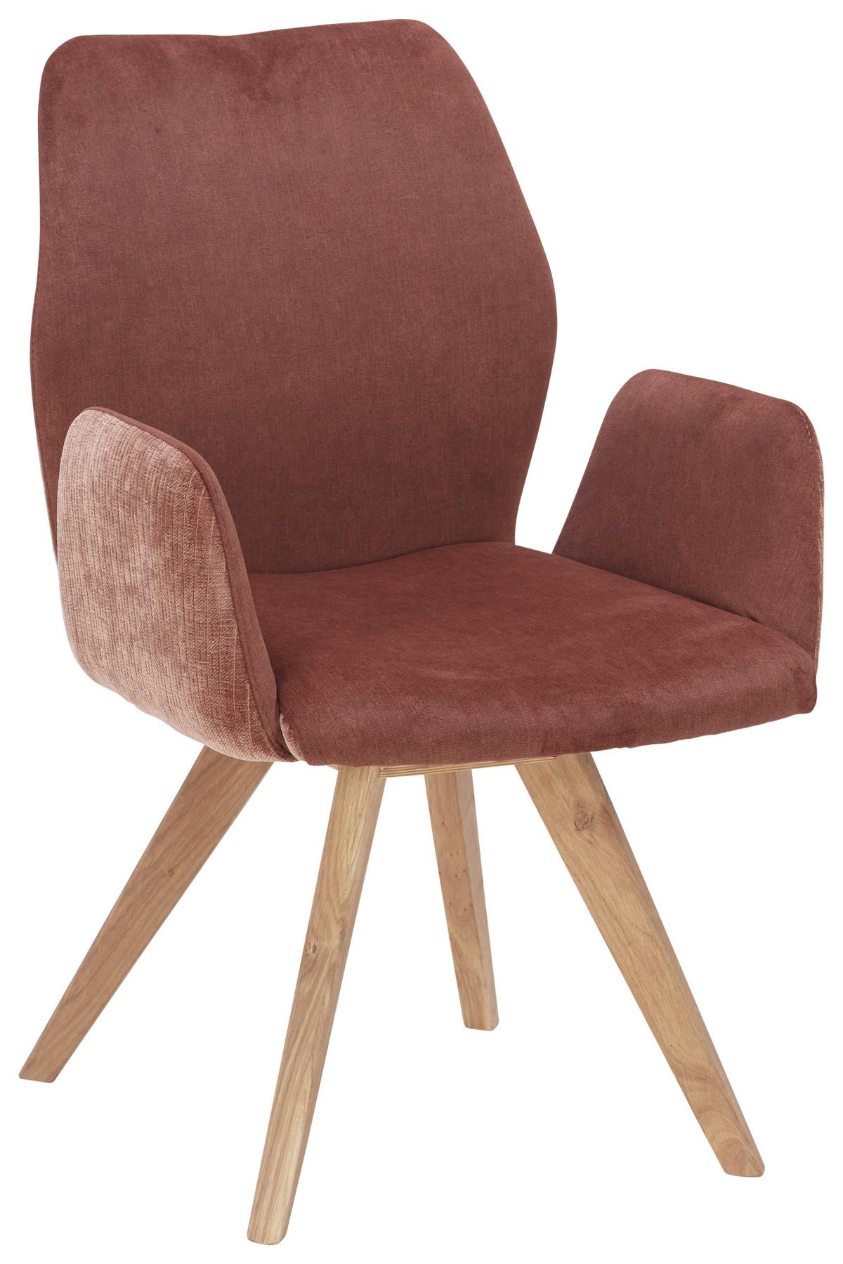 Armlehnenstuhl Royan Orange/eichefarben Gepolstert - Eichefarben/Orange, KONVENTIONELL, Holz/Textil (55/86/63cm)
