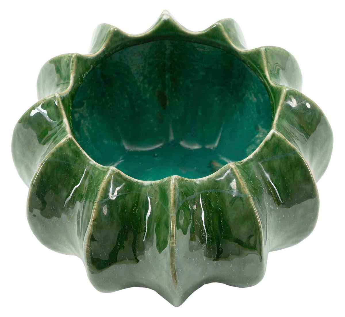 Vase Cactus Basket Grün B: 22 Cm - Grün, Basics, Keramik (22/13,5/22cm)