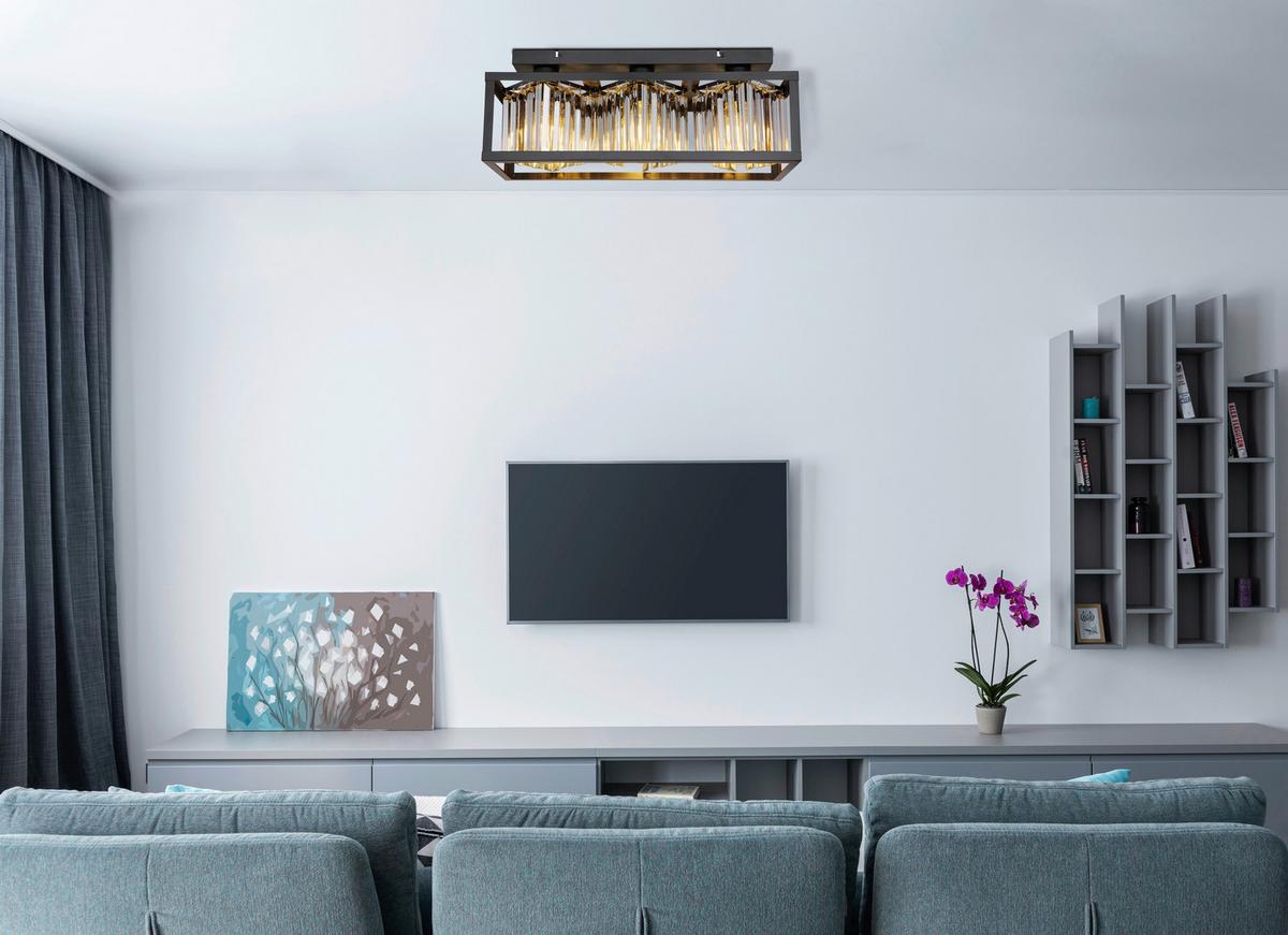 Deckenleuchte L: 51 cm 3-Flammig - Schwarz, Basics, Kunststoff/Metall (51/17/20,5cm) - Globo