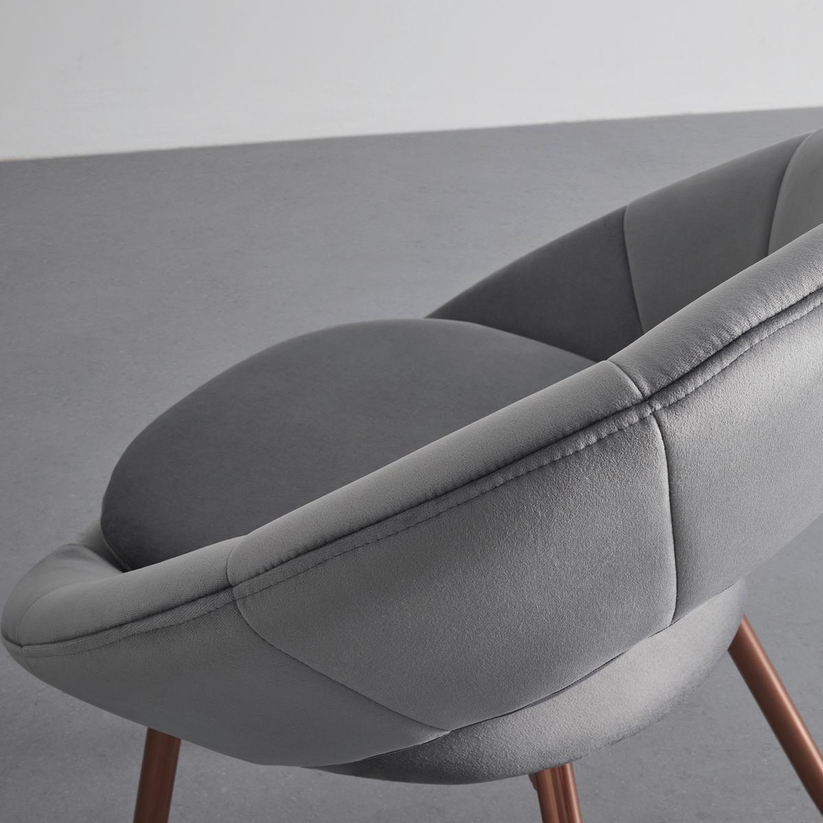 Židle ze sametu Levi šedá - šedá, Moderní, kov/dřevo (67/74/60.5cm) - Bessagi Home