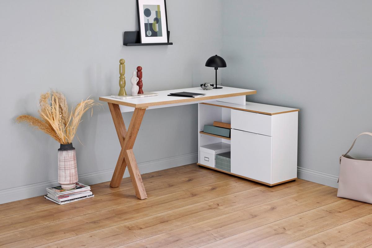 Eckschreibtisch X-Club C 40 E - Eichefarben/Weiß, MODERN, Holzwerkstoff (140/95/76cm) - Livetastic