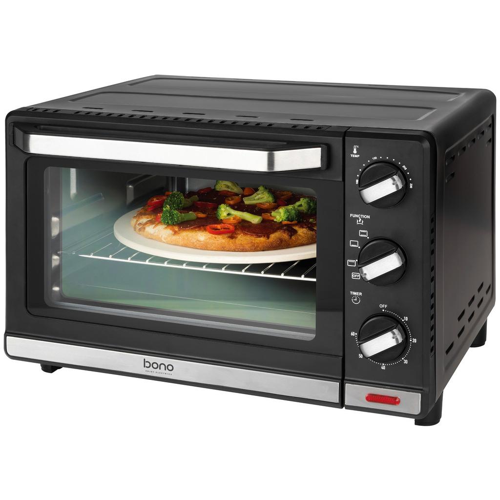Minibackofen Fabio Schwarz Edelstahl 1500W mit Grillrost