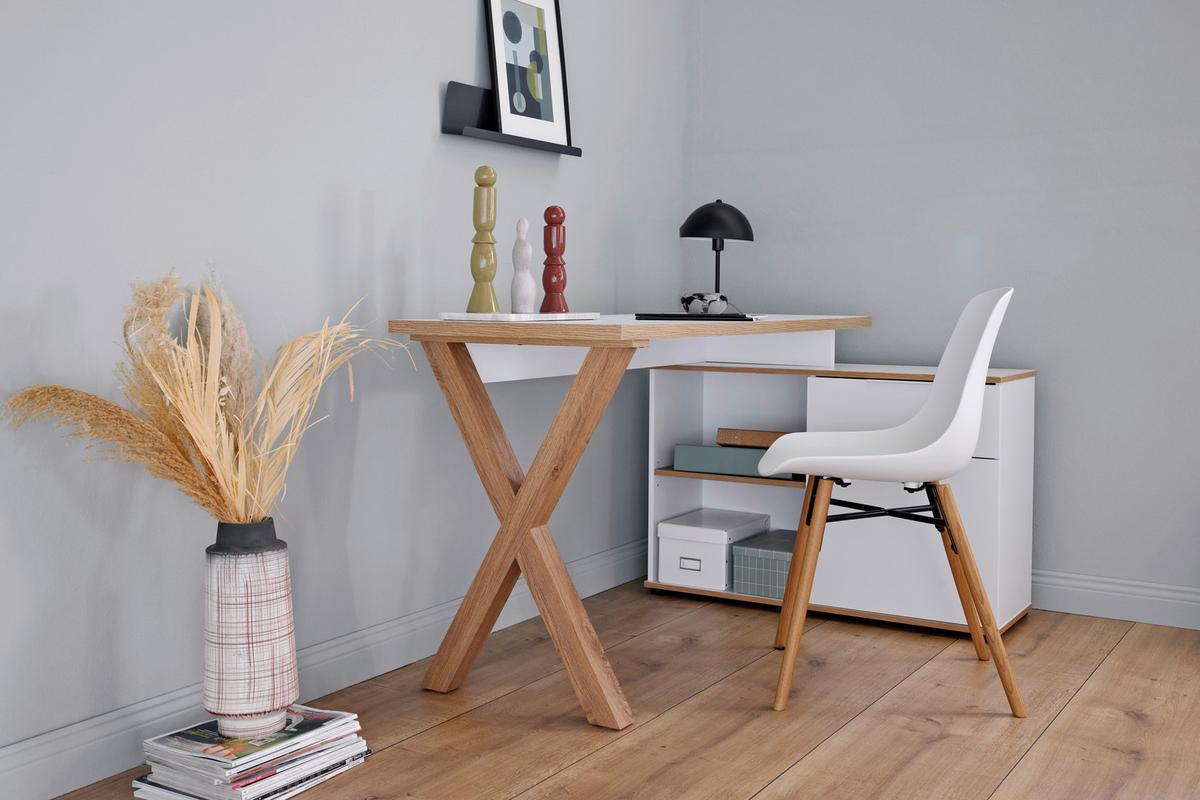 Eckschreibtisch X-Club C 40 E - Eichefarben/Weiß, MODERN, Holzwerkstoff (140/95/76cm) - Livetastic