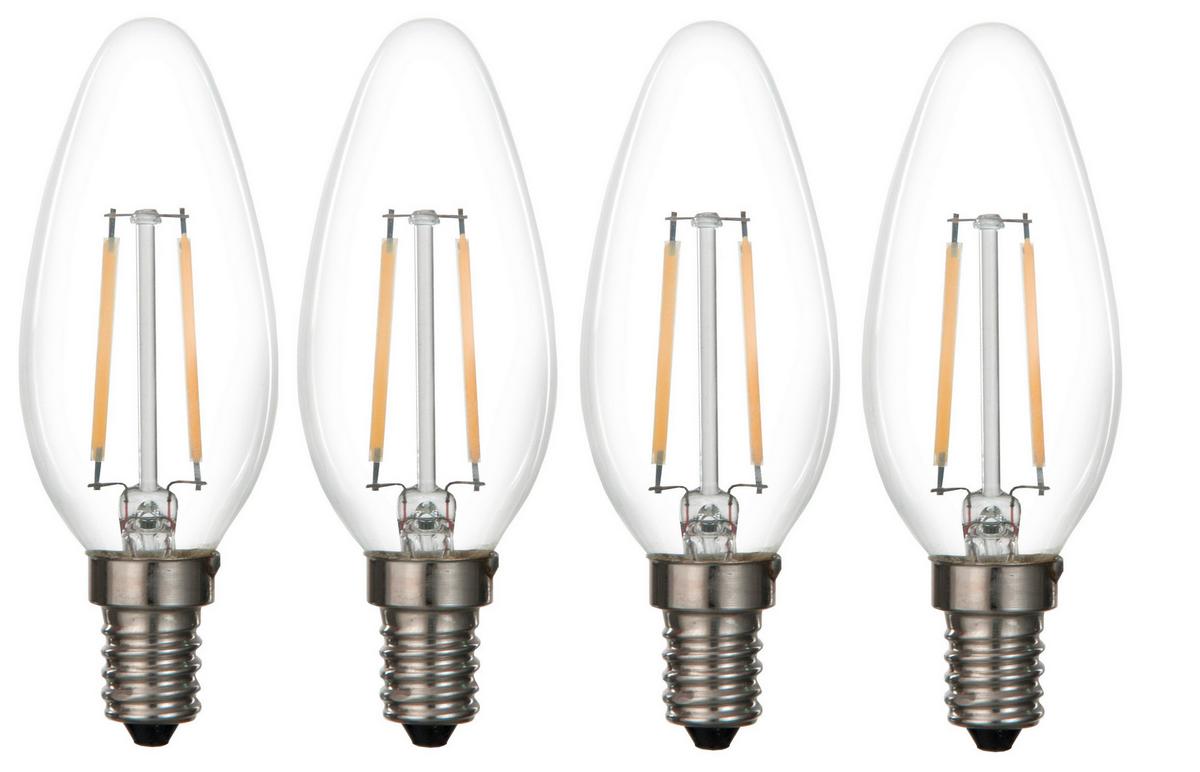 LED žiarovka Multi, 3,8W, 4ks v balení - číra, kov/sklo (3,7/9,8cm) - Modern Living