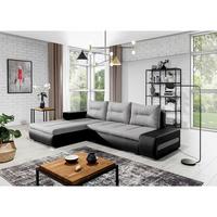 Ecksofa Ottavio Schwarz/Hellgrau S: 180x275 cm - Chromfarben/Hellgrau, Design, Textil (180/275cm) - MID.YOU