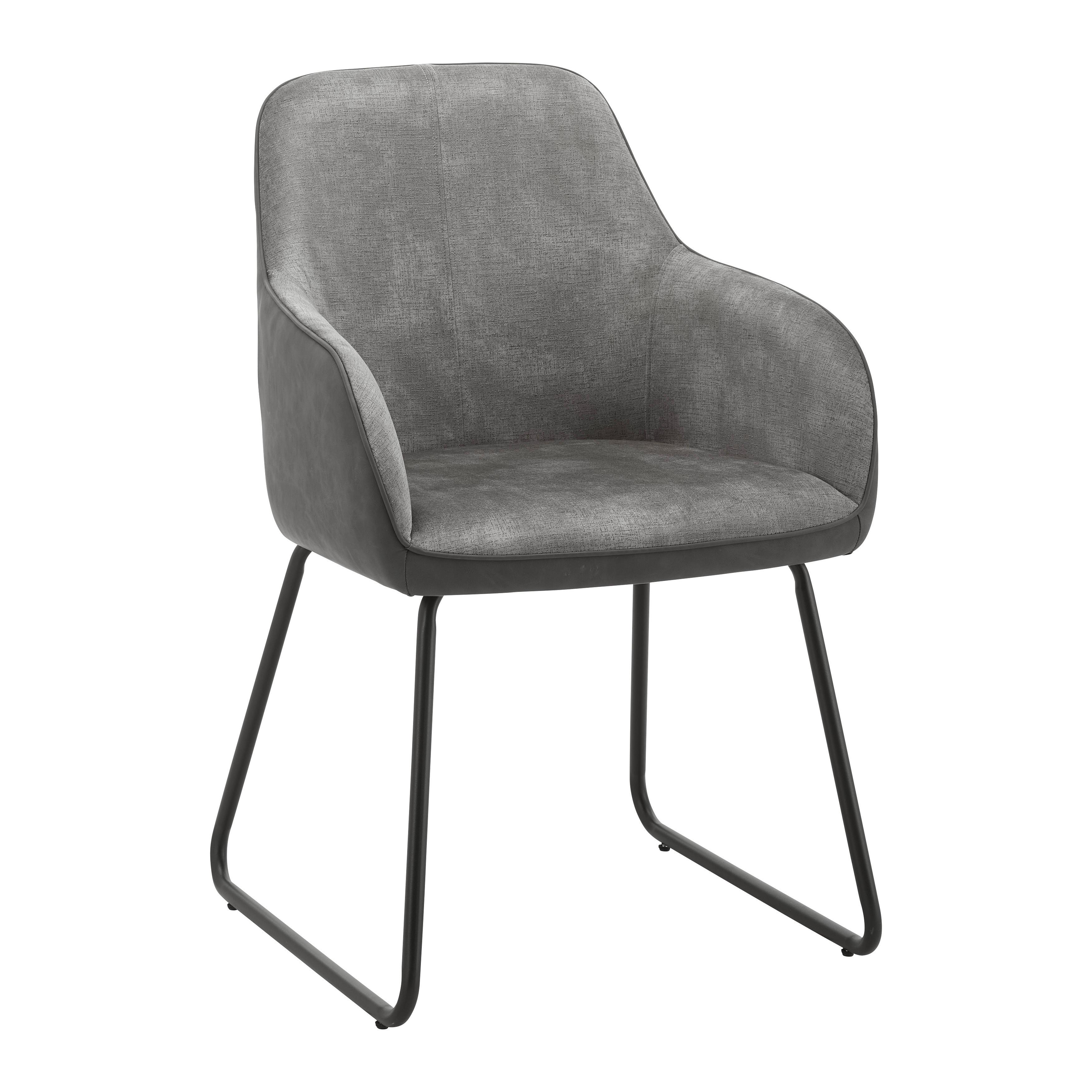 Židle s opěrkou DAJA šedá/tm.šedá - černá/světle šedá, Moderní, kov/dřevo (56/85/62cm) - Bessagi Home