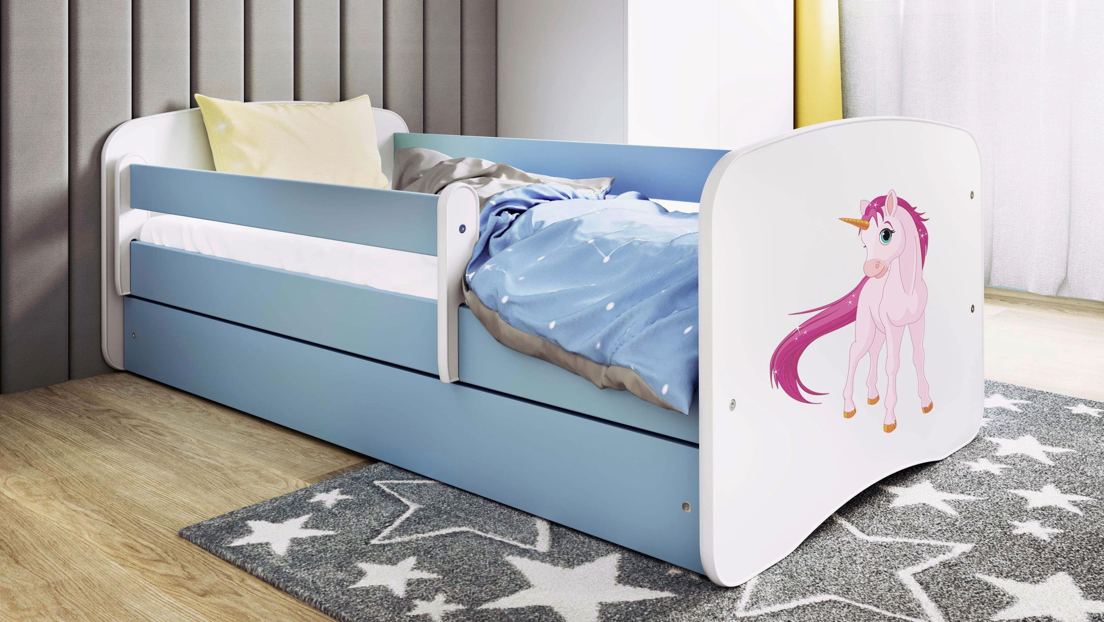 Kinder-/Juniorbett Babydreams Inkl. Matratze 80x160 - Blau/Birkefarben, MODERN, Holz/Holzwerkstoff (80/160cm) - MID.YOU
