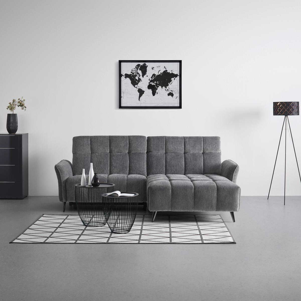 Rohová sedačka PISA, pravá, antracit.žinylka,s el.funkcí - barvy pinie/antracitová, Moderní, kov/dřevo (248/82-99/99-173cm) - Mömax