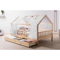 Hausbett Kim Naturfarben/Weiß 100x200cm - Naturfarben/Weiß, MODERN, Holz/Textil (100/200cm) - Livetastic