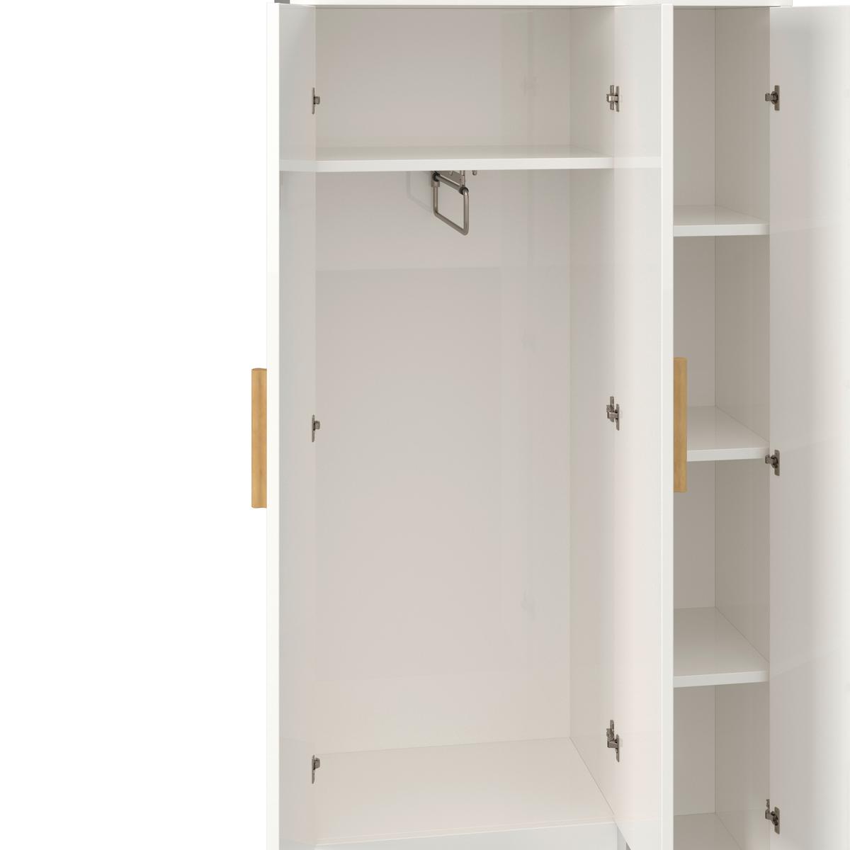 Skriňa MILAN biela/prírodná - biela/écru, Modern, drevo/kompozitné drevo (90/180/40cm) - Bessagi Home