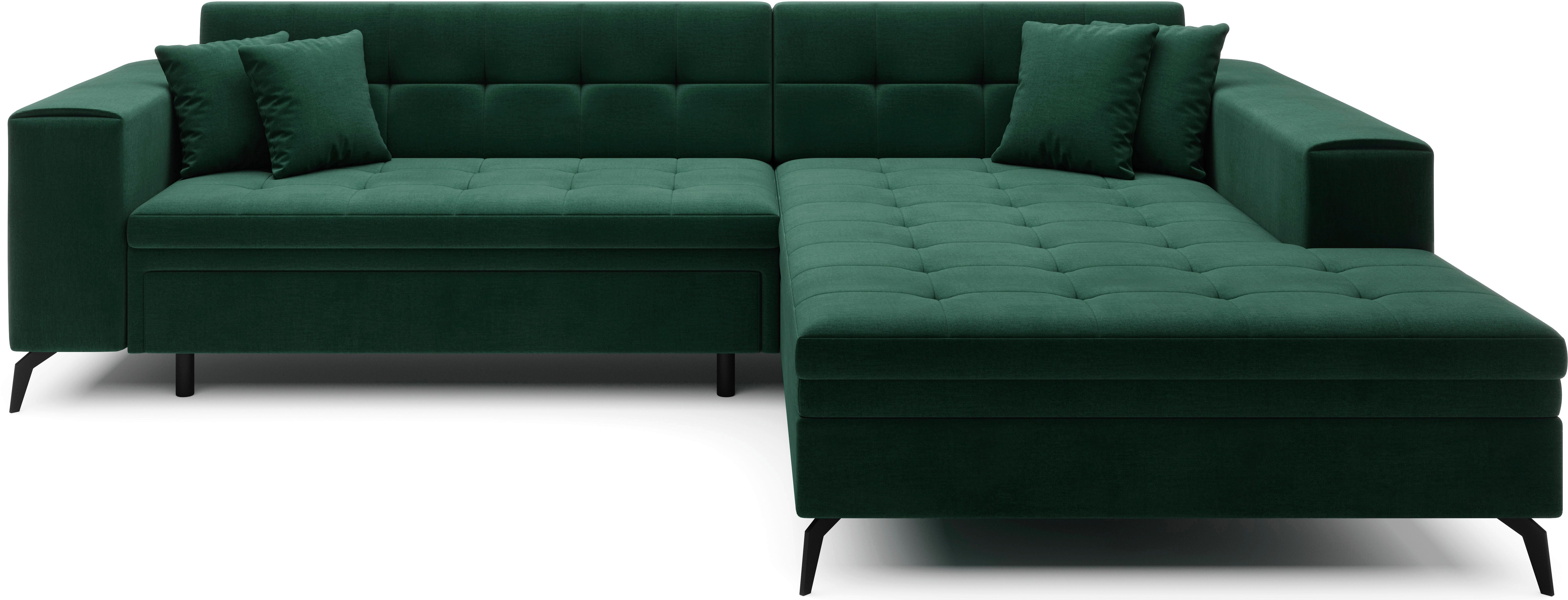 Ecksofa Solange Grün S: 292x196 cm - Schwarz/Grün, Design, Textil (292/196cm) - MID.YOU