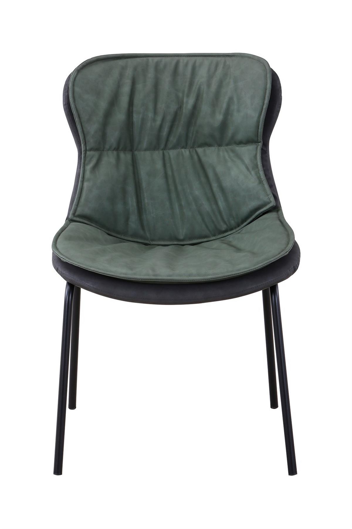 Stuhl Brady 200 Grün - Dunkelgrau/Schwarz, Design, Textil/Metall (54/84/64cm) - Kayoom