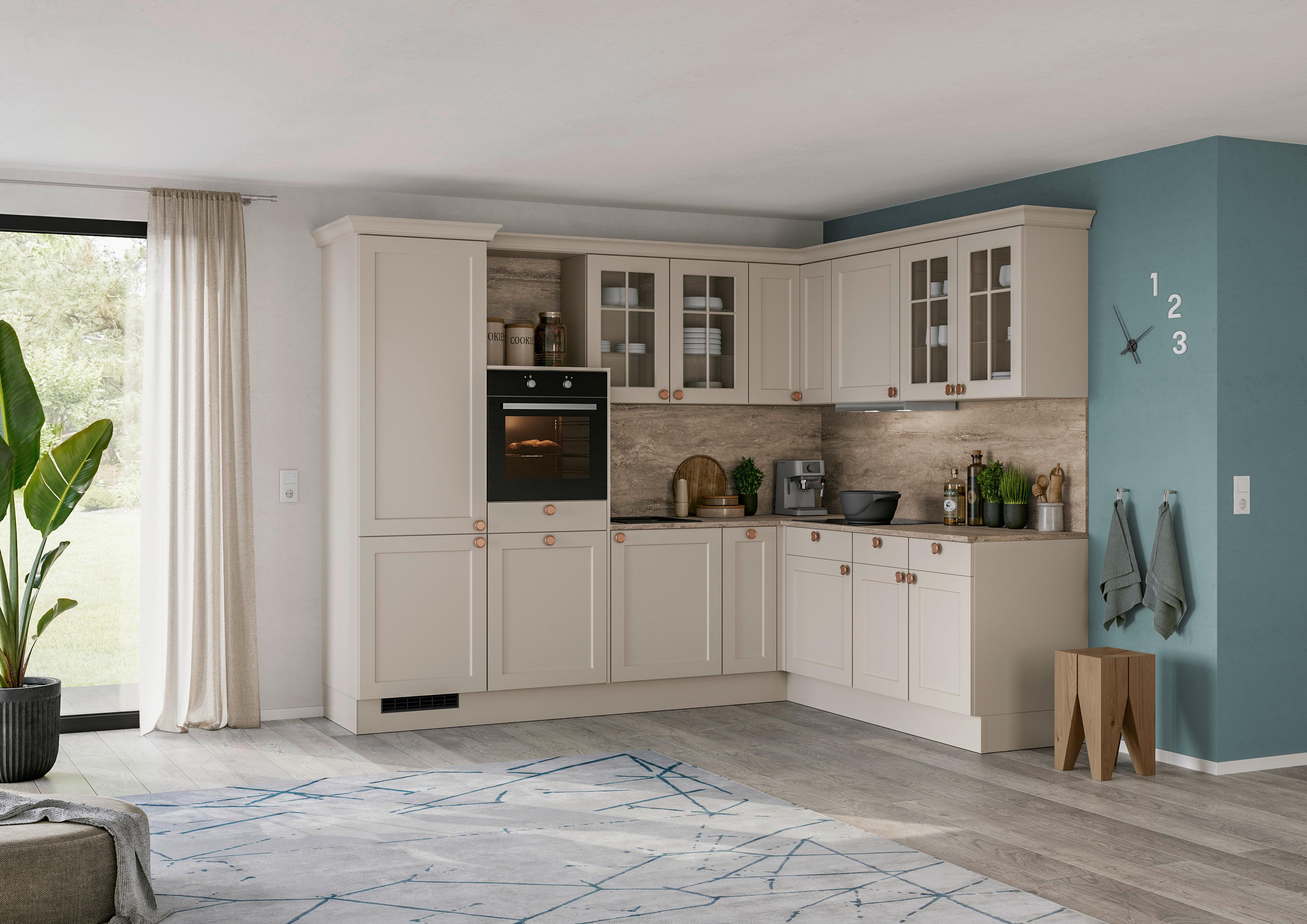 Küchenblock Ip 4250 - Hellgrau/Braun, ROMANTIK / LANDHAUS, Holzwerkstoff (276,6/215cm) - Impuls