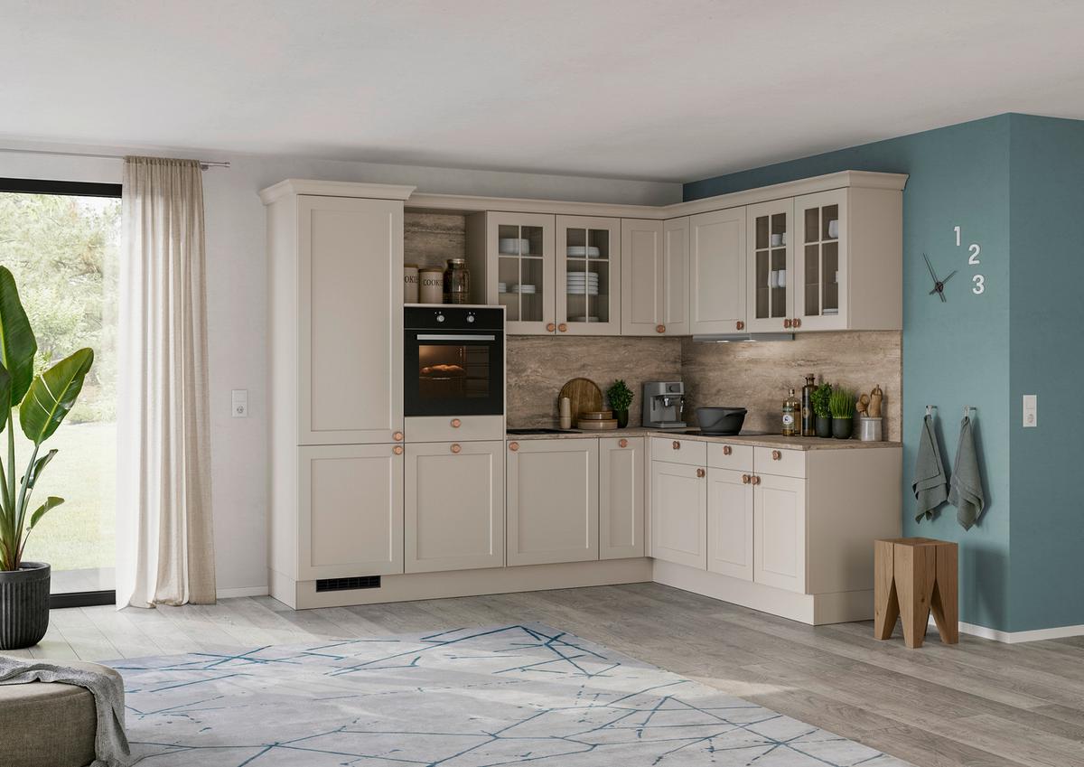 Küchenblock Ip 4250 - Hellgrau/Braun, ROMANTIK / LANDHAUS, Holzwerkstoff (276,6/215cm) - Impuls