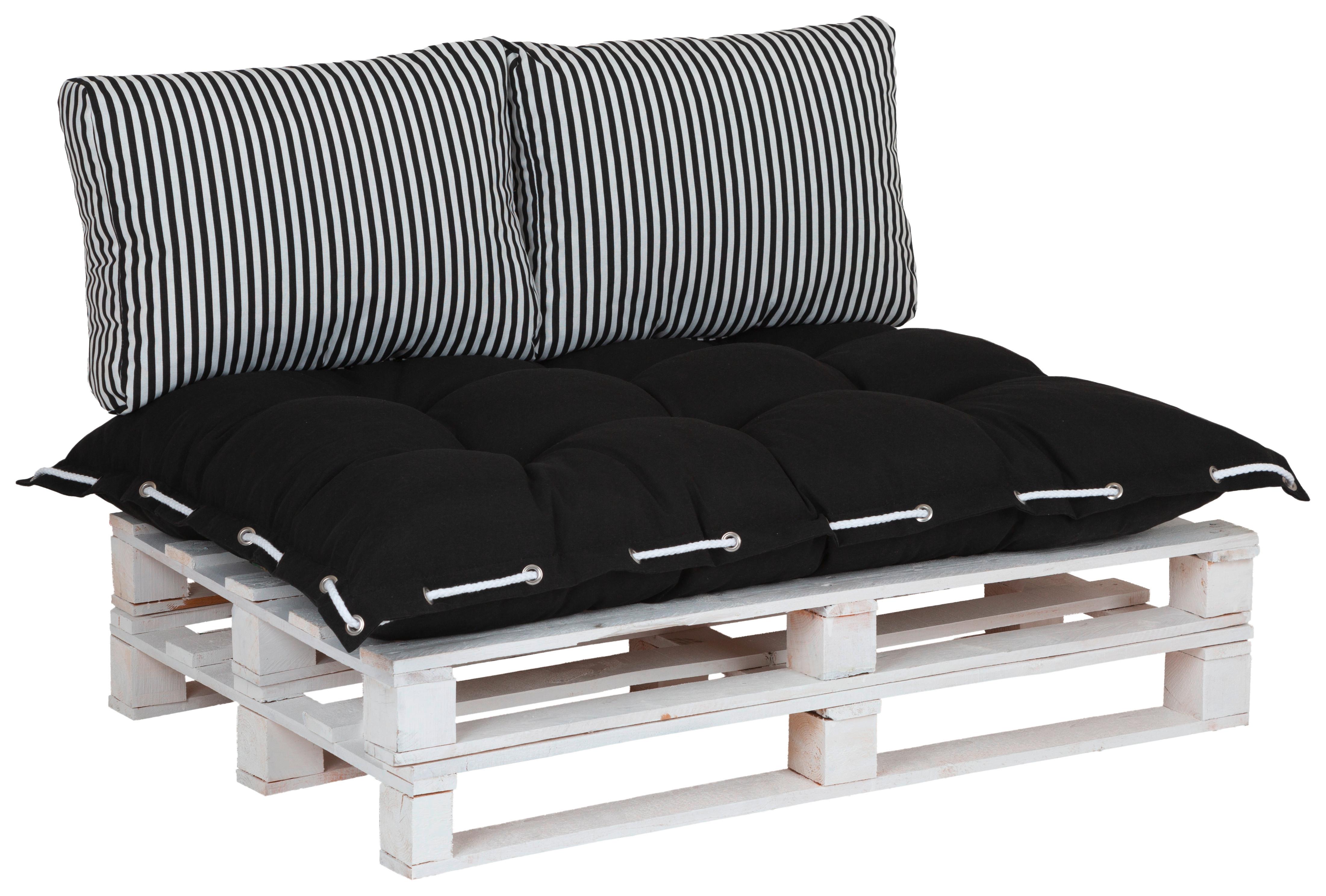 Palettenkissen 3er-Set Lounge 120x80 / 60x40 cm Schwarz/Weiß - MODERN, Textil