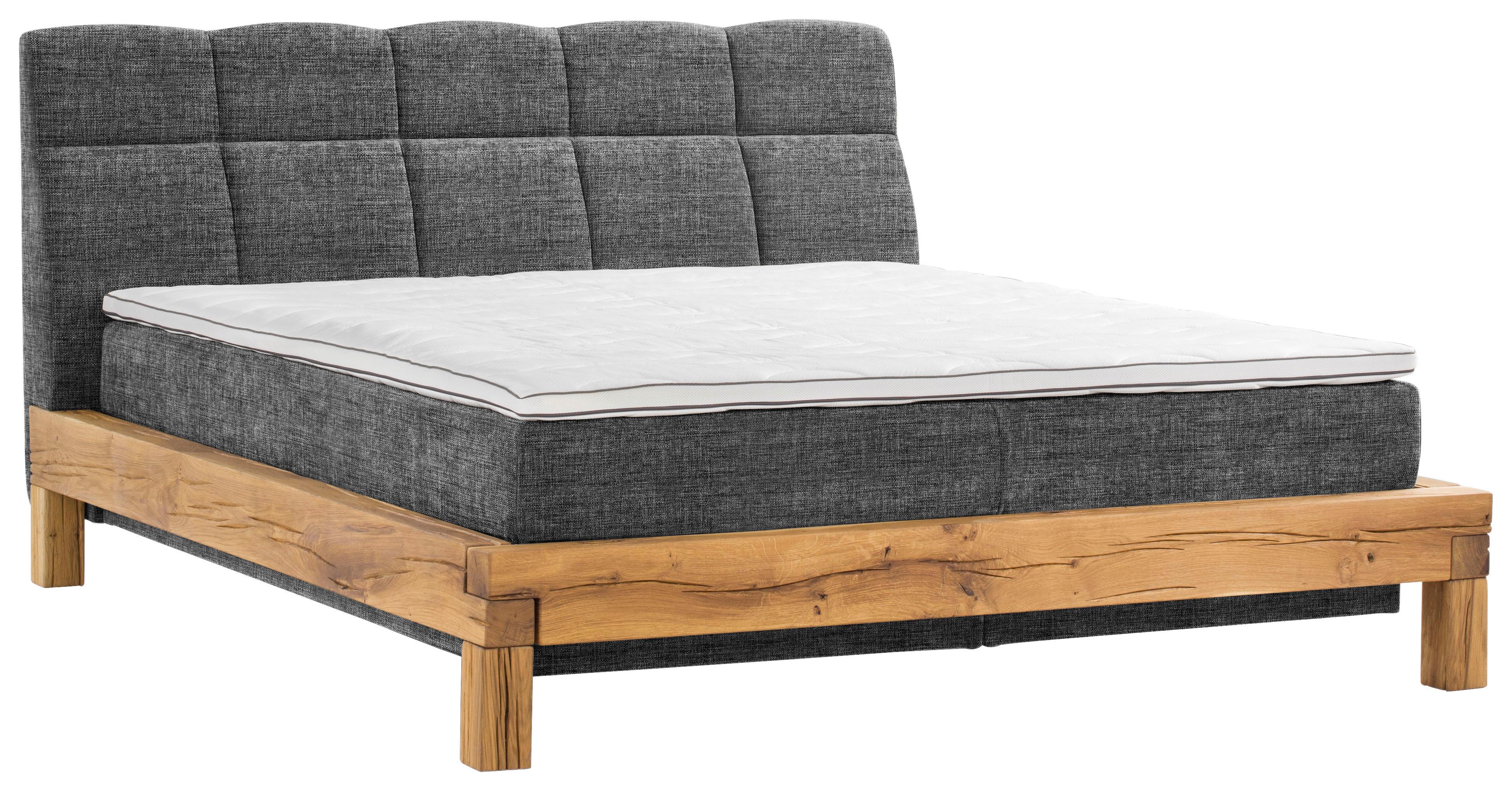 Boxspringbett Bed Bull Mit Topper 180x200 Cm - Buchefarben/Grau, Natur, Textil (180/200cm) - Livetastic