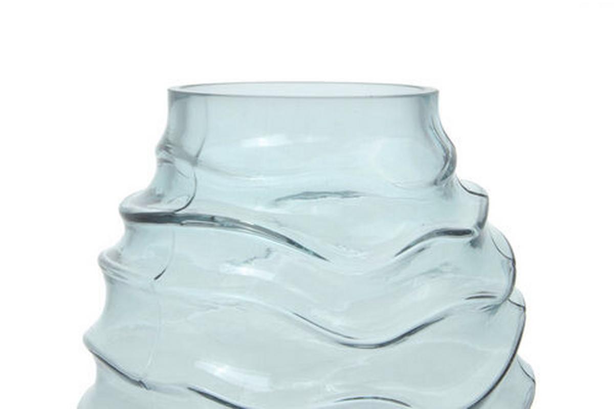 Vase Sidney Bauchig Glas Blau H: 25,5 Cm - Blau, Design, Glas (16/25,5/16cm) - Kayoom