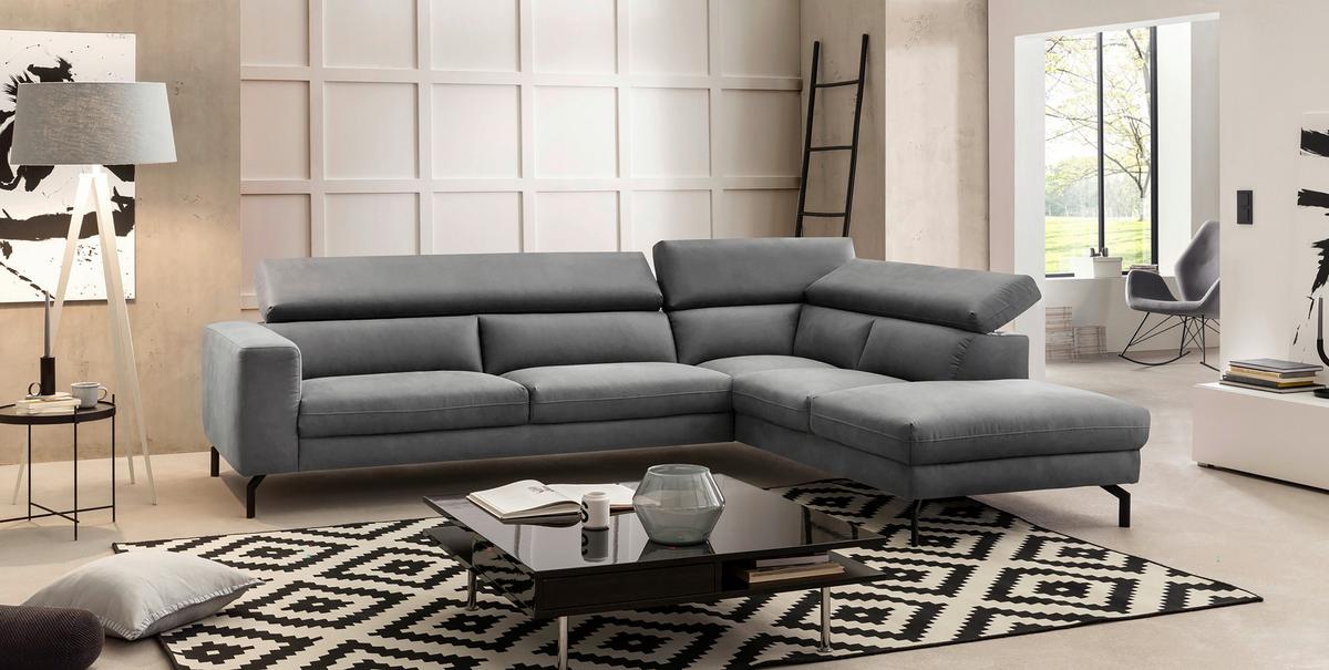 Ecksofa California - Schwarz/Grau, MODERN, Textil (305/233cm) - Trendmanufaktur