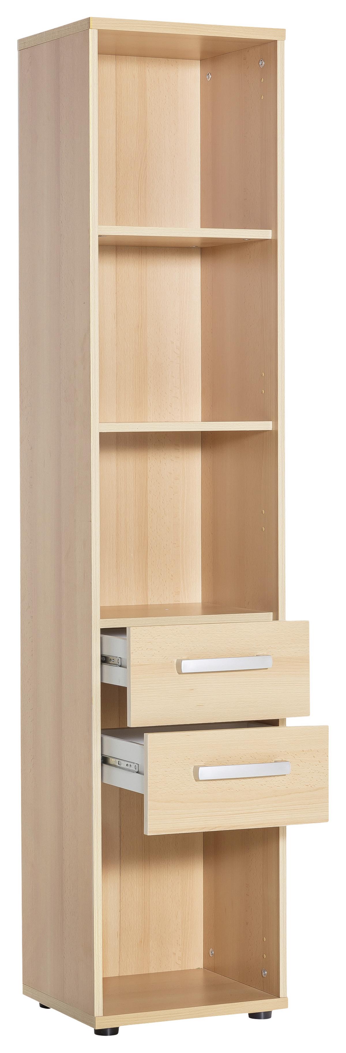 Aktenregal Serie 1400 B: 39,3 cm Buche Dekor - Buchefarben/Schwarz, Basics, Holzwerkstoff (39,3/182,4/34,5cm) - MID.YOU