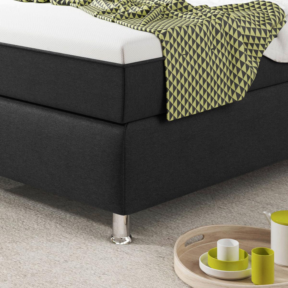 Boxspringbett 90x200 cm Köln Plus - Anthrazit/Silberfarben, KONVENTIONELL, Textil (90/115/210cm) - MID.YOU