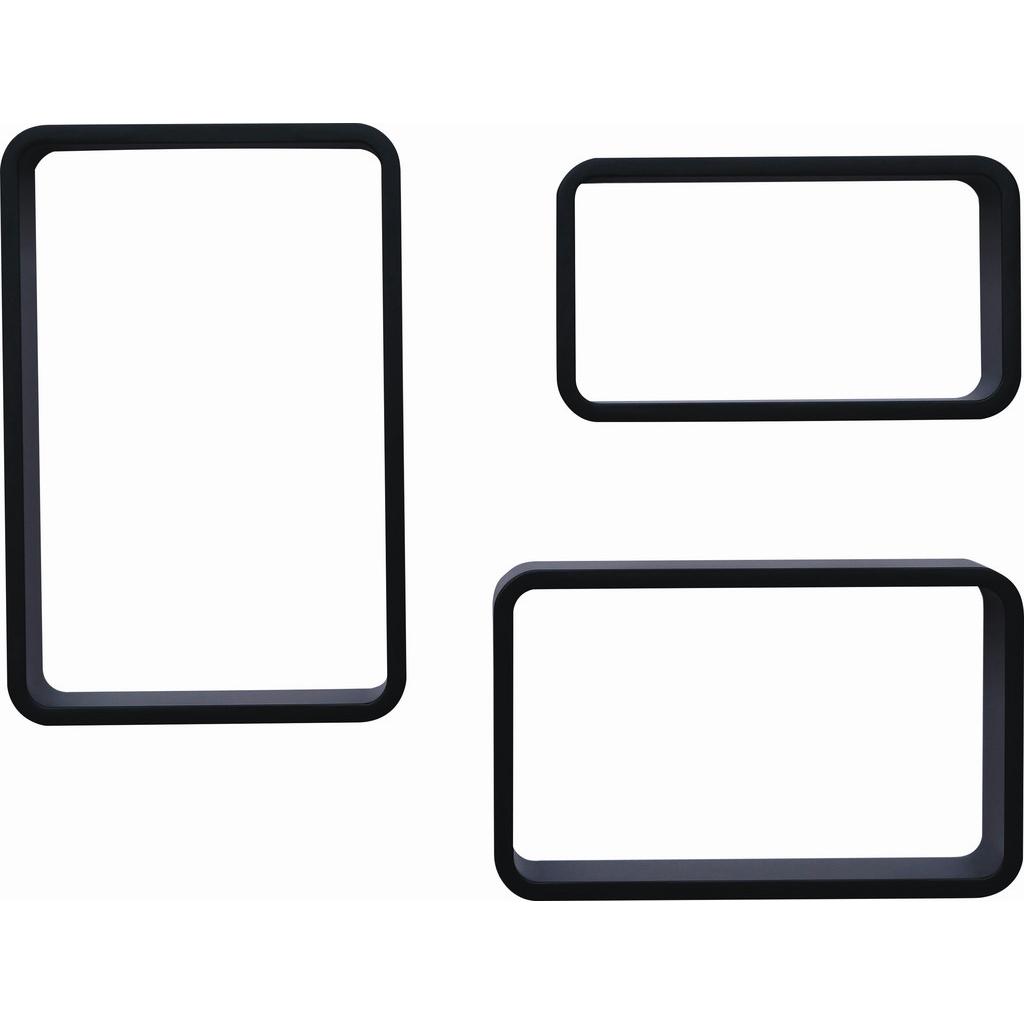 Wandregal Sven B: 35 - 45 Cm Schwarz 3-Teilig