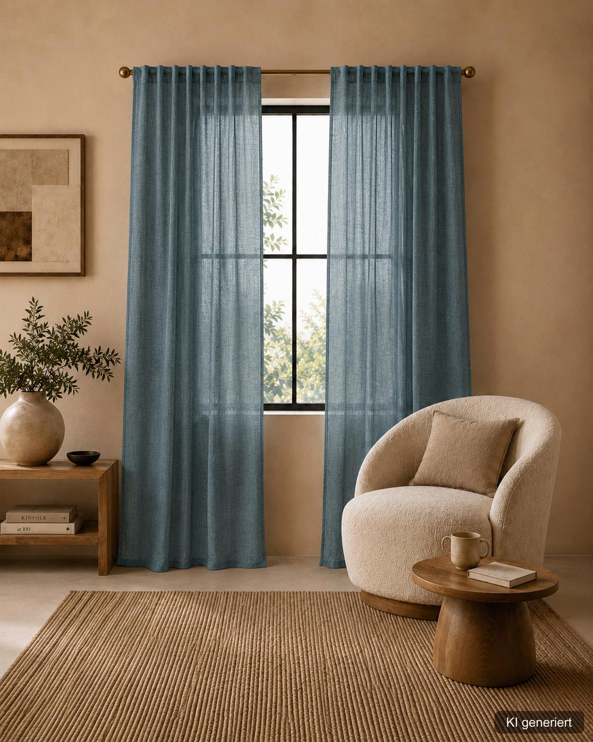 FERTIGVORHANG SOFTY 2ER SET - Blau, Basics, Textil (140/225cm)